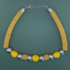 Vintage Yellow Beaded Necklace