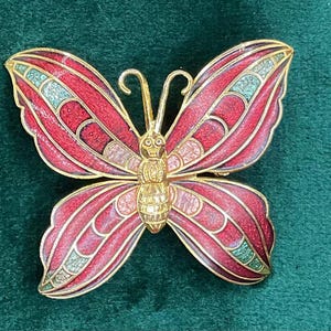 Beautiful Vintage Enamelled Butterfly Brooch