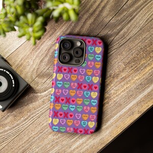 Phone Case, Candy Heart Valentine Cutesy Tough iPhone Cover, Cute Love Heart Design, Protective Case, Unique Gift for Her, Valentine&#39;s Day