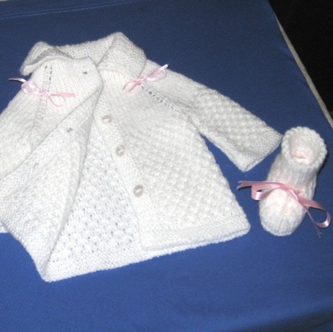 Baby Hand Knit Cardigan, Newborn Buttons Sweater, White Collar Warm