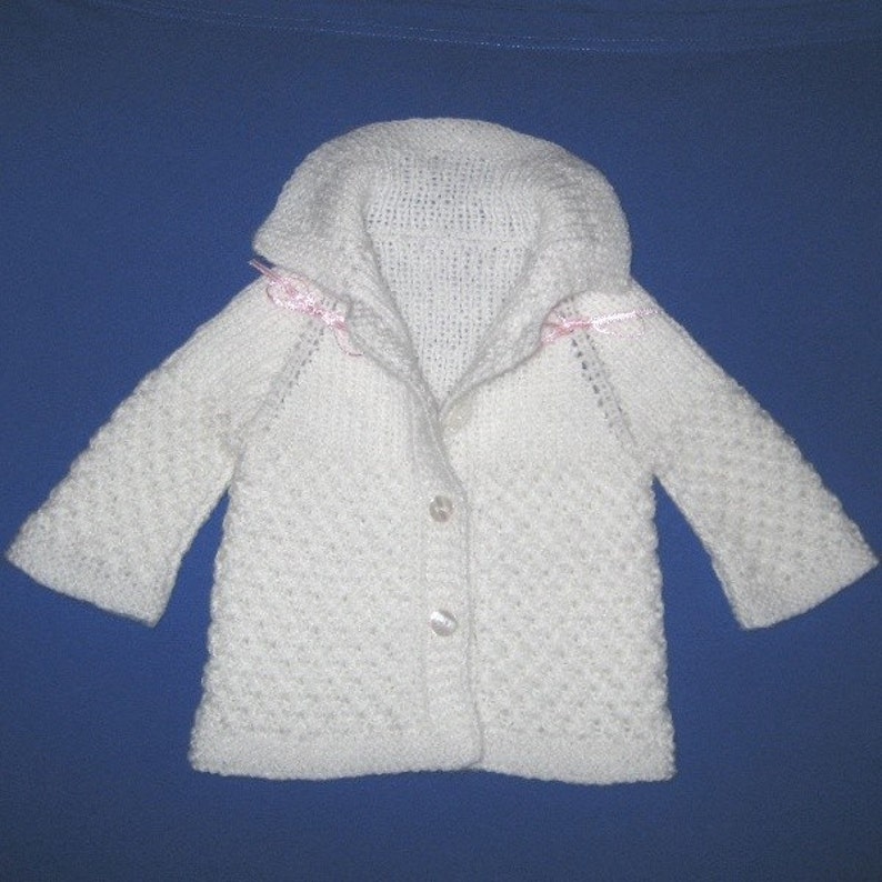Baby Hand Knit Cardigan, Newborn Buttons Sweater, White Collar Warm