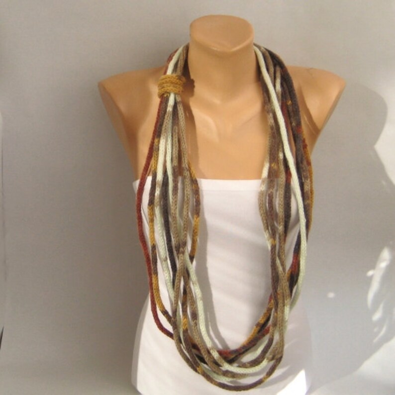 Knitted Rope Scarf Infinity Loop Necklace Angora Chocolate / Etsy