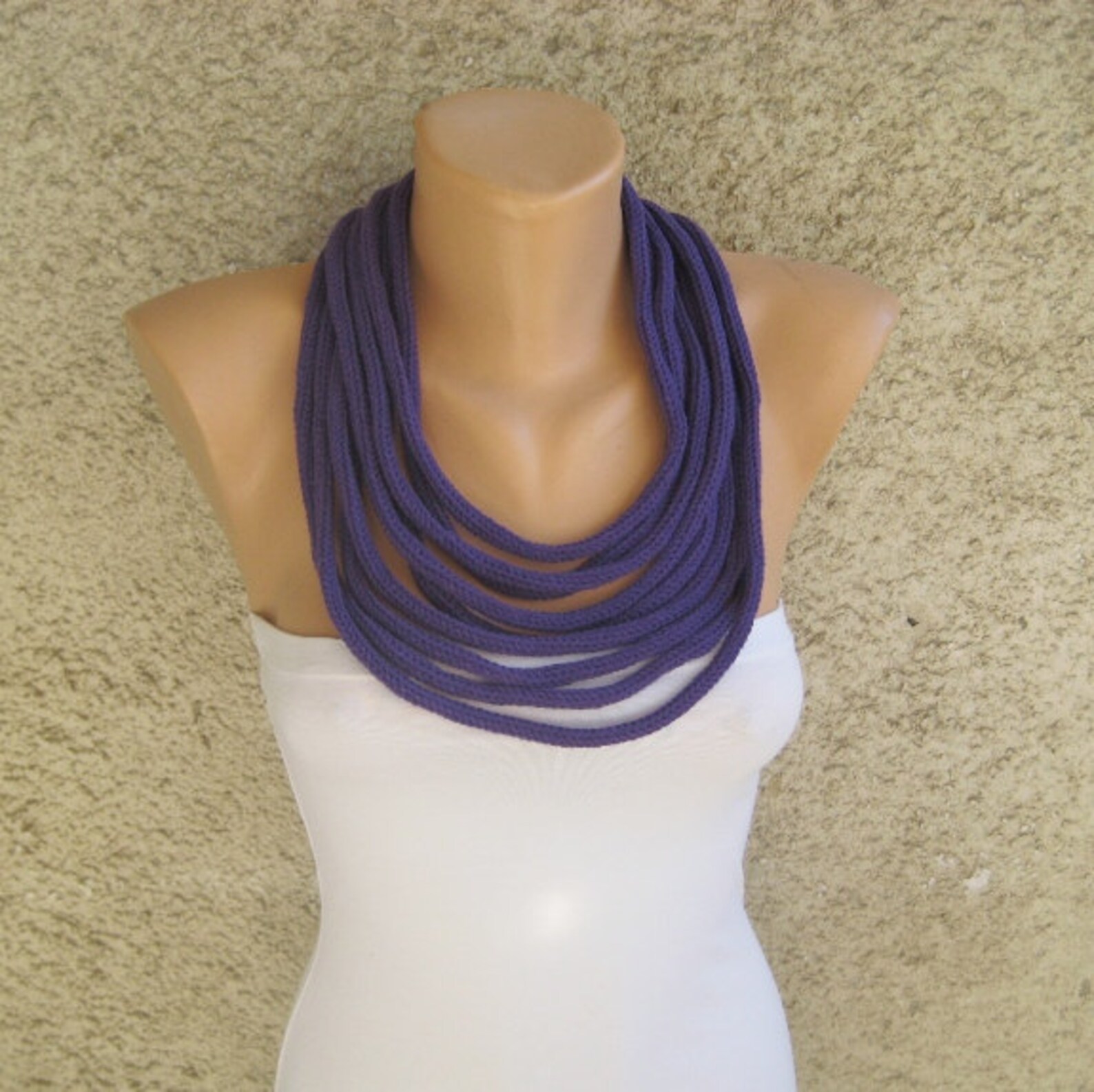 Ink Rope Necklace Infinity Loop Scarf Neckwarmer Versatile - Etsy
