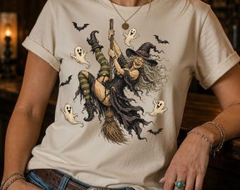 Lustiges Hexen-Halloween-T-Shirt, Hexen-Shirt für Senioren, Pole-Dance-Hexen-T-Shirt, Junggesellinnenabschieds-T-Shirt, Humorvolles Geschenk zum Thema Älterwerden