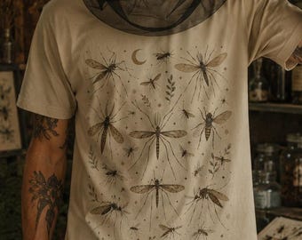 Ironisches Mücken-T-Shirt, Insektenkunst-T-Shirt, Geschenk-Shirt für Entomologen, Geschenk-Shirt für Biologielehrer, Retro-Geschenk-Shirt für Naturforscher, Souvenir-T-Shirt für Wissenschaftler