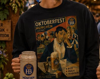 Sweatshirt Interpreted Gauguin Painting Oktoberfest, Bauhaus  Pulover, Sweater Munich Beer Festival, Lover Art and Beer Gift Tshirt
