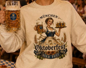 Oktoberfest-Sweatshirt für Damen, Oktoberfest-Hoodie, Lustiges Bierfest-Shirt, Münchner Oktoberfest, Geschenk-T-Shirt für Bierliebhaber, Team-T-Shirt für Damen