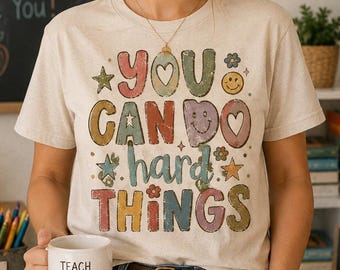 Lehrer-T-Shirt „Du schaffst das!“, Retro-T-Shirt mit positiver Botschaft, Motivations-T-Shirt für Lehrer, T-Shirt für Sonderpädagogen