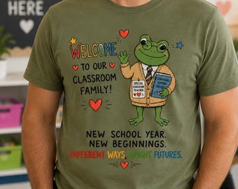 T-Shirt für Sonderpädagogen, T-Shirt für Sonderpädagogen, Frosch-T-Shirt für Lehrer zum Schulanfang, T-Shirt für Inklusionslehrer, Geschenk-T-Shirt für Sonderpädagogen