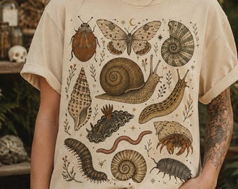 Retro-Schnecken-T-Shirt, Gruseliges Tier-Shirt, Naturliebhaber-T-Shirt, Cottagecore-Geschenk-Shirt, Ausgefallenes Retro-Nacktschnecken-Geschenk-T-Shirt, Souvenir-Zoologielehrer