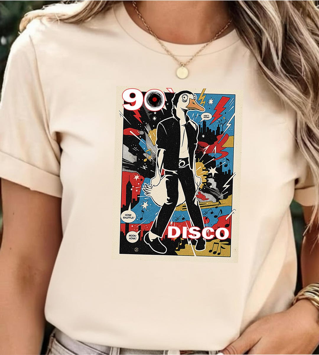 Funny Disco Goose T-shirt, 90s Retro Duck Dance Shirt, Pop Art Graphic ...