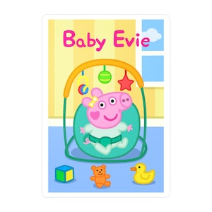 Sticker, New Sister Evie, Peppa Pig, Pig Family Love, Laptop Decal, Car Sticker, Cute Decal, Nursery Decor, Kids Room