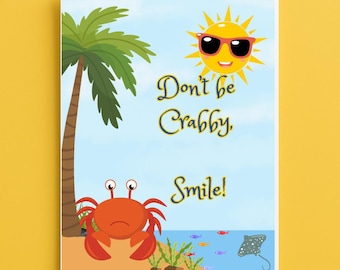 Crab Motivational Art Print, Classroom Decor (Digital Download)