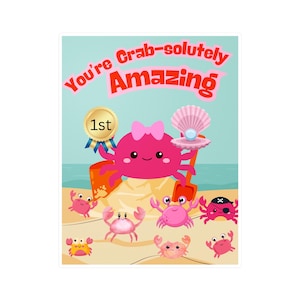 Crab Vinyl Decals: Fun Kids Room Decor, Water Bottle Stickers
