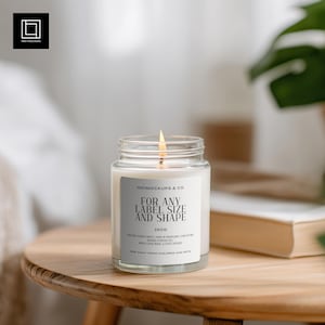 Boho Candle Mockup PSD PNG, Aangepast labelformaat, POD Geurende Doorzichtige Pot Kaars Mock-up, All Seasons Slaapkamer Decor Gestyled Label Ontwerpsjabloon