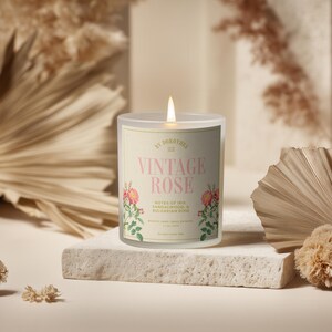 Frosted Glass Candle Mockup PSD PNG, Custom Label Size, Cylindrical POD Scented Candle Mock-up, Boho Studio Label Design Styled Template image 12