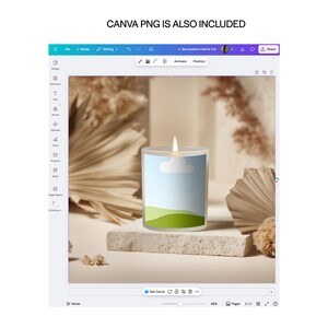 Frosted Glass Candle Mockup PSD PNG, Custom Label Size, Cylindrical POD Scented Candle Mock-up, Boho Studio Label Design Styled Template image 4