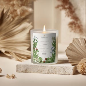 Frosted Glass Candle Mockup PSD PNG, Custom Label Size, Cylindrical POD Scented Candle Mock-up, Boho Studio Label Design Styled Template image 11