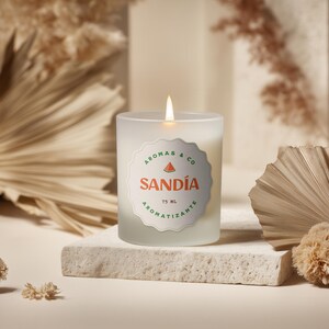 Frosted Glass Candle Mockup PSD PNG, Custom Label Size, Cylindrical POD Scented Candle Mock-up, Boho Studio Label Design Styled Template image 15