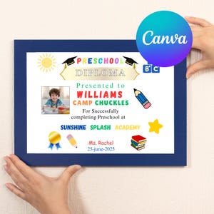 Editable Preschool Certificate, PreK Certificate, Preschool Diploma, Preschool Grad, Printable, Any Grade, Last Day Of Preschool, Diploma