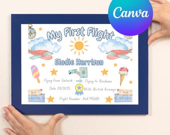 My First Flight Certificate, Kids Certificate, Editable Certificate, Travel Certificate, Flying Certificate, Vacation Gift, Digital Print