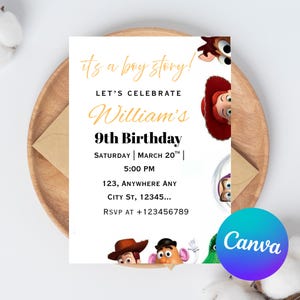 Toy Story Birthday Invitation Instant Download Personalized Printable Editable Template Digital or Printed Invite, DIGITAL DOWNLOAD