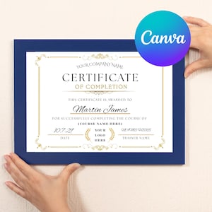 Certificate Of Completion I Editable Canva Template, Course Certificate Of Completion, Training Course Certificate, Beauty Award Certificate