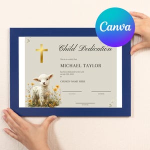 Editable Baby Dedication Certificate, Printable Child Dedication Certificate Template, Baptism Certificate, Dedication Keepsake