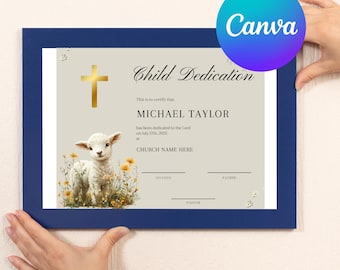Editable Baby Dedication Certificate, Printable Child Dedication Certificate Template, Baptism Certificate, Dedication Keepsake