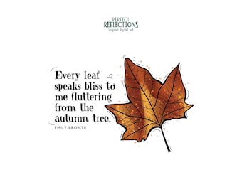 Bronte Quote PNG – Fall Poem with Maple Leaf Sublimation & DTF Design | Instant Digital Download