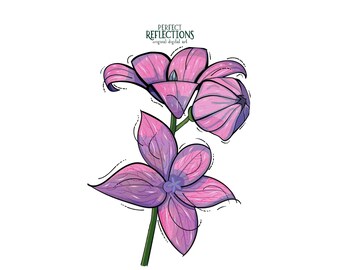 Pink Boho Flower PNG – Purple Pink Wildflower Illustration for Sublimation | Instant Digital Download