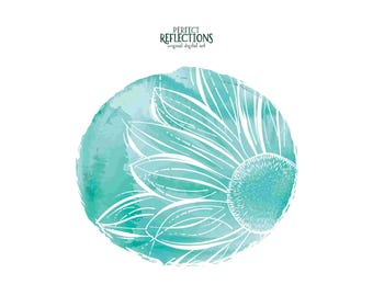Wildflower Sketch PNG – Painted Blue Floral Sublimation & DTF Design | Instant Digital Download