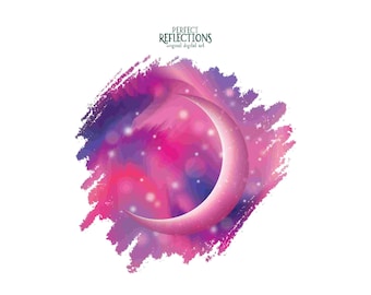 Pink Crescent Moon Art PNG – Celestial Moon Shirt DTF & Sublimation Designs | Instant Digital Download