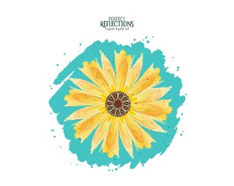 Yellow Flower PNG – Painted Wildflower Sublimation & DTF Design | Instant Digital Download