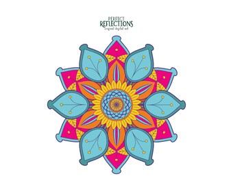 Lotus Flower Mandala PNG – Bright, Colorful Sublimation & DTF Design | Instant Digital Download
