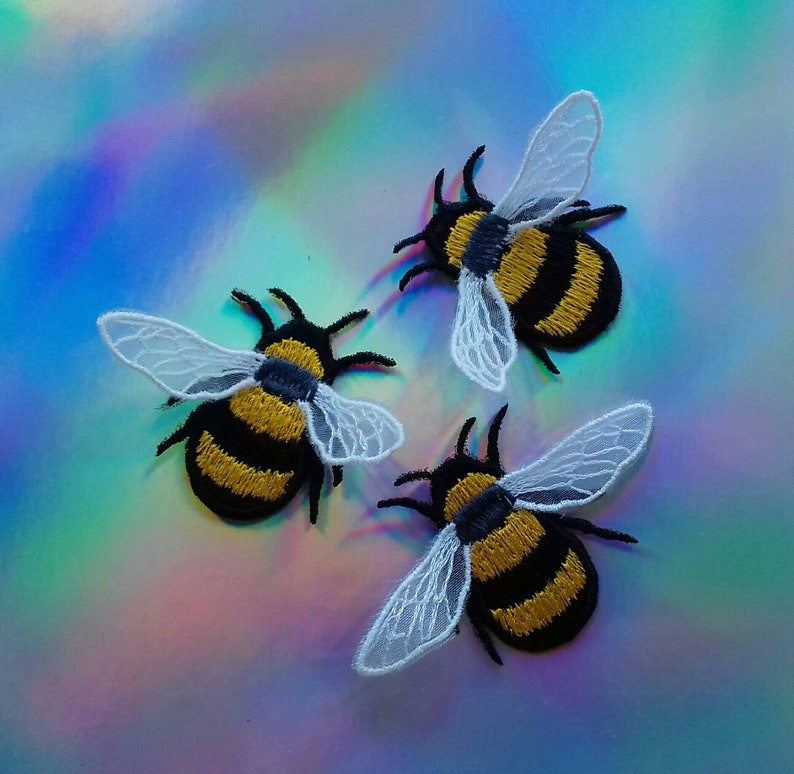 Uk Single Black And Yellow Lace Flying Honey Bee Applique Etsy