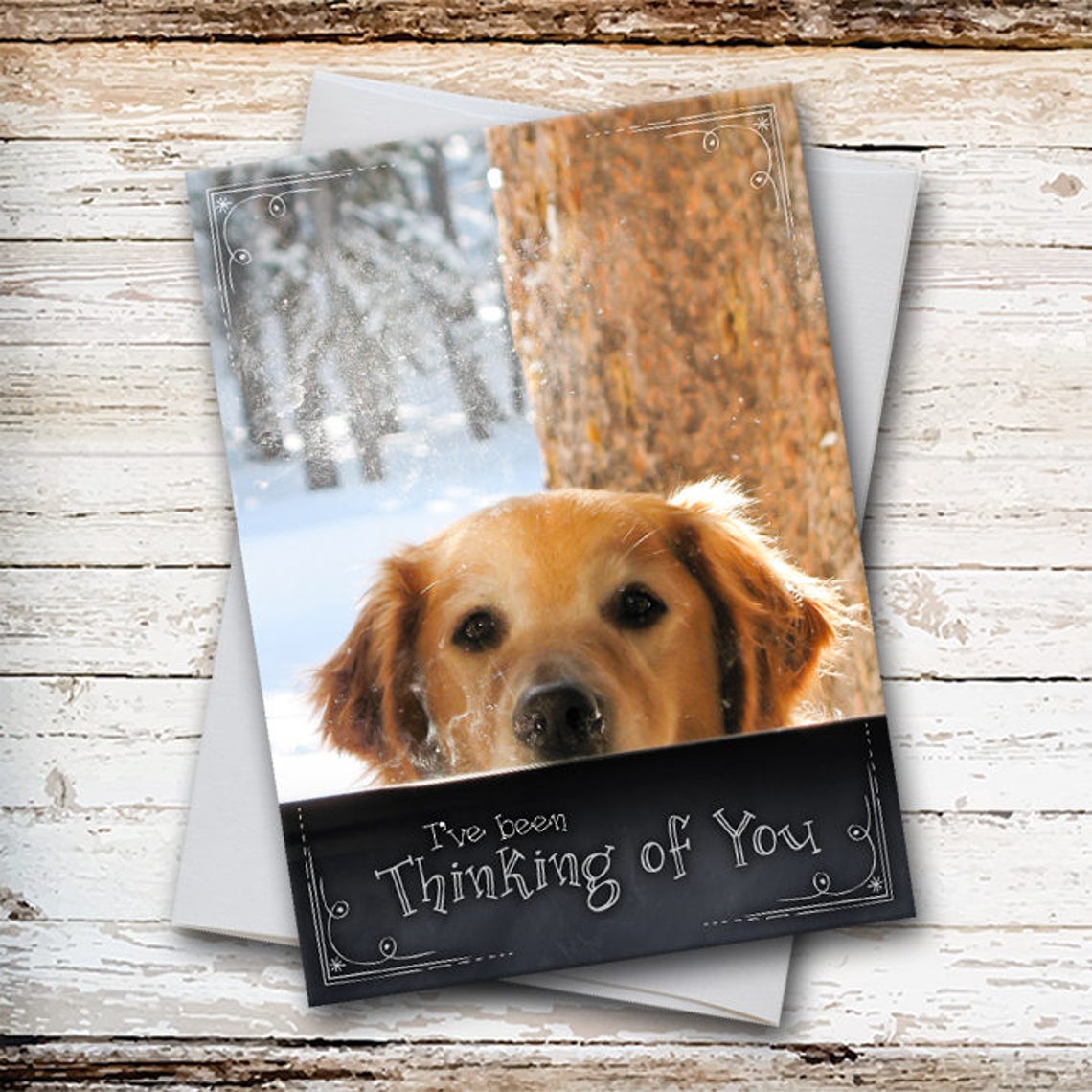 Dog Greeting Card Thinking of You Golden Retriever Card Dog Etsy