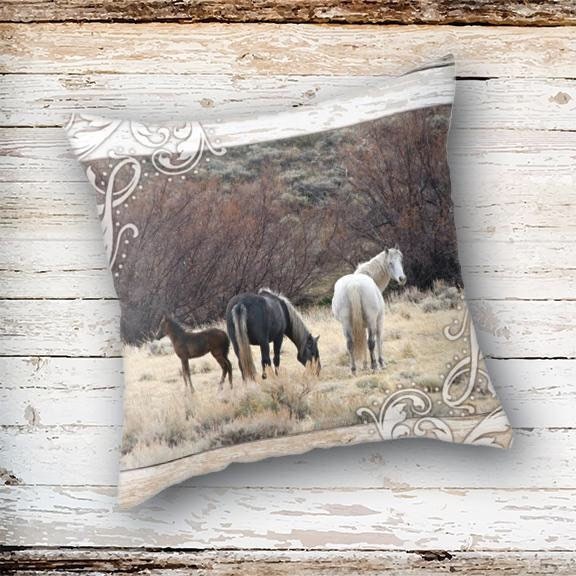 Horses Throw Pillow Horse Lover Gift Housewarming Gift Etsy