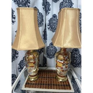2 Japanese Satsuma Porcelain Lamps