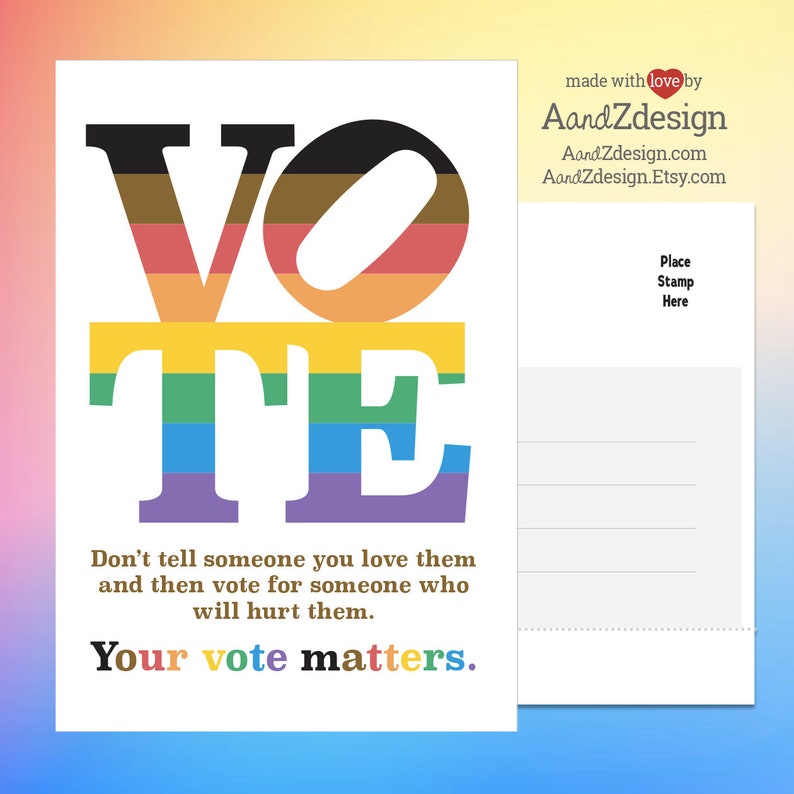 VOTE Postcards  Equal Rights  Pride  Equality  Women's image 1