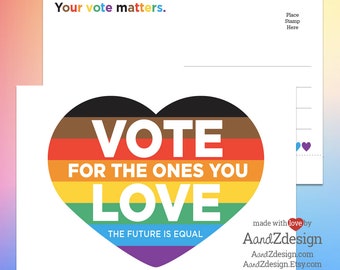 VOTE Postcards 4x6inch | Equal Rights | Pride | Equality | Women's Rights | Reproductive Rights | LGBTQIA Rights | Love Wins