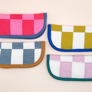Glasses & Sunglasses Handmade Quilted Checker Case with Snap Closure, Soft Padding, Wallet or Clutch