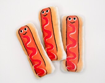 Hot Dog Illustrated Handmade Soft Catnip Kicker Toy