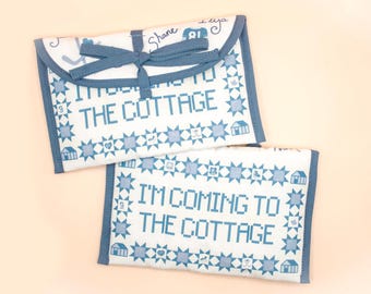 Coming To The Cottage Handmade Quilted Pouch: Kindle Tech Organizer, Makeup Clutch, Gay Hockey Show