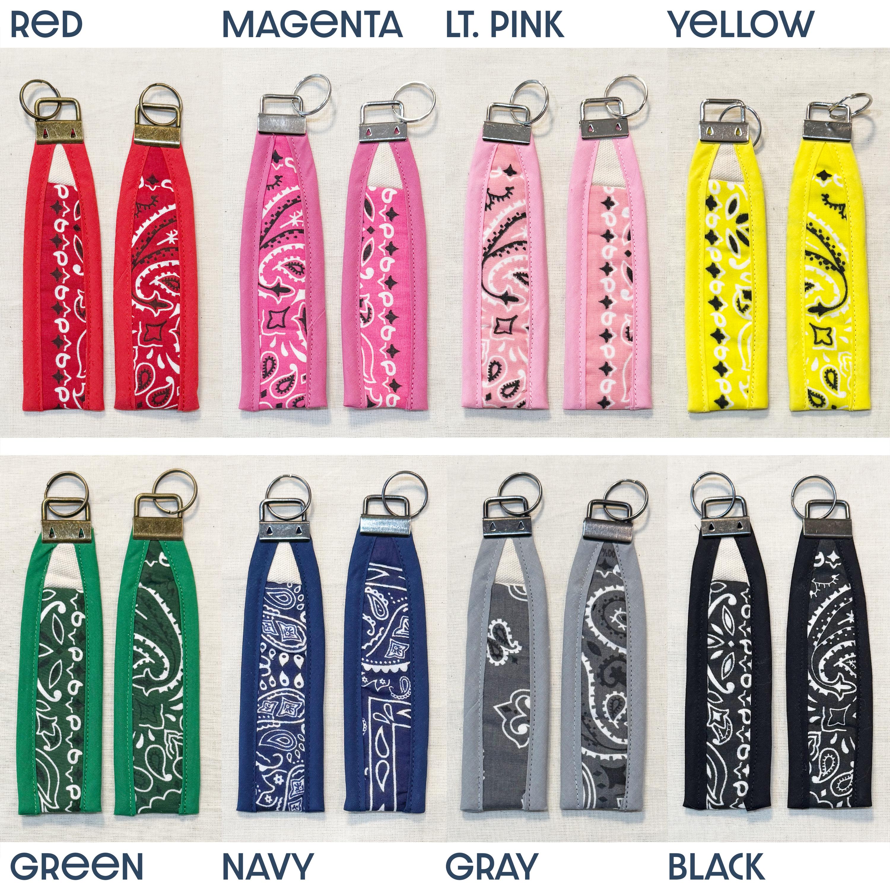 Handmade Pen Fob Keychain in Soft Cotton Bandana Flagging Hanky