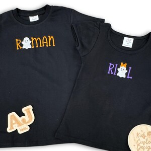 Custom Kids Halloween Shirt with Name, Embroidered Ghost Shirt for Boys  Girls, Personalized Halloween Shirt, Kids Halloween Outfit