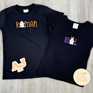 Custom Kids Halloween Shirt with Name, Embroidered Ghost Shirt for Boys  Girls, Personalized Halloween Shirt, Kids Halloween Outfit