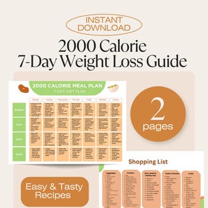 2000 Calorie 7-Day Meal Plan PDF: Weight Loss Nutrition Guide (Instant Download)