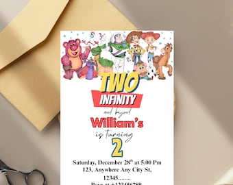 Editable Two infinity and Beyond Birthday invitation | Toy Story Party invitation, Invite 2nd Birthday | Digital kids Birthday invites Canva