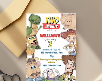 Editable Two infinity and Beyond Birthday invitation | Toy Story Party invitation, Invite 2nd Birthday | Digital kids Birthday invites Canva